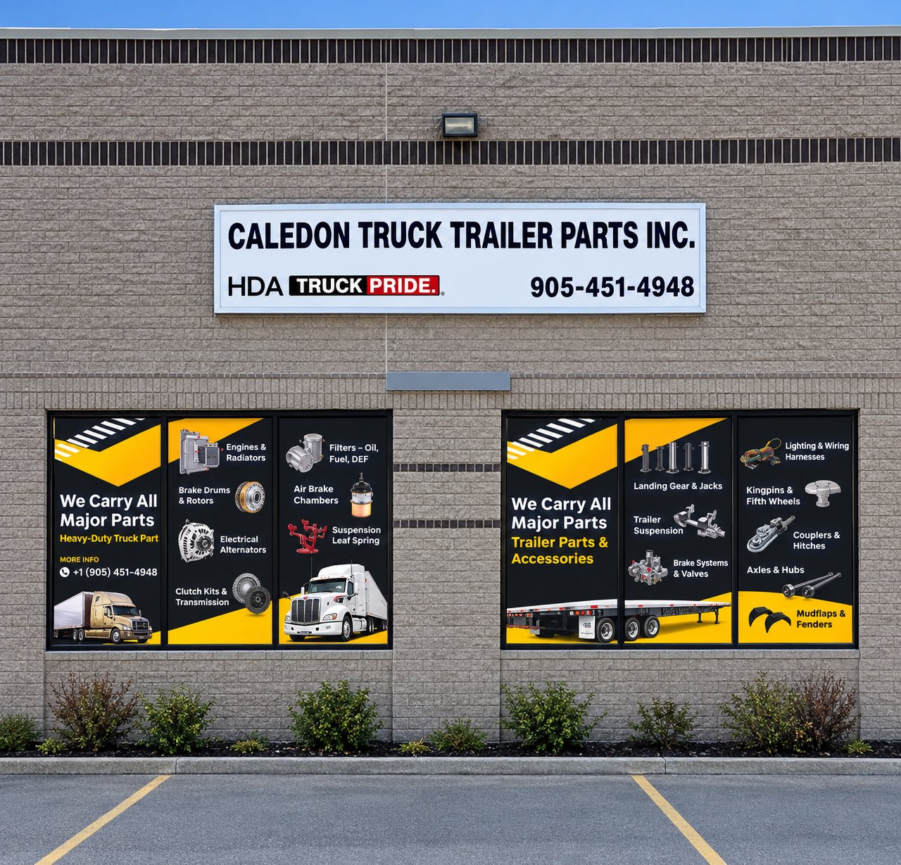 Caledon Truck Trailer Parts storefront window graphics